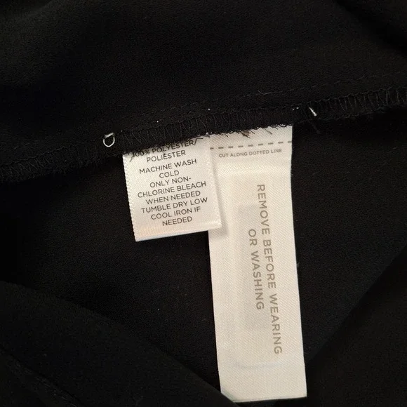 LOFT Women's Small Black Short Sleeve Cuffed Crew Neck Chiffon Blouse Top NWT - Picture 6 of 7